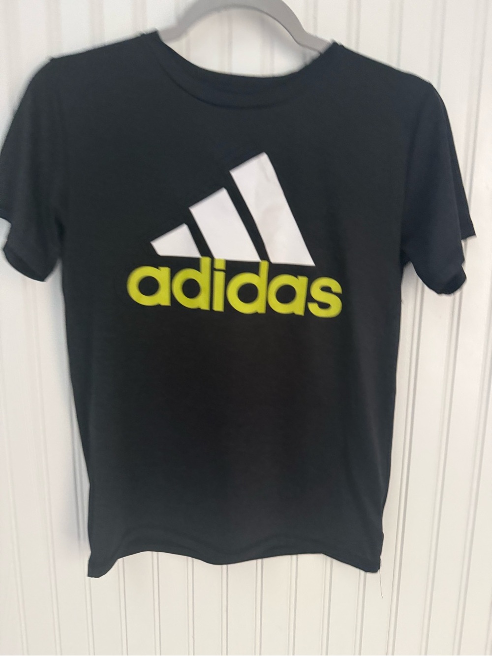 adidas Black Tee with Lime and White Logo